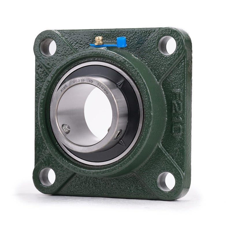 Xike 2 Pcs UCF210 Bore 50 mm Pillow Block Square Flange Mounted Ball Bearings, Solid Cast Iron Base and Self Aligning Chrome Steel Sealed Bearings. - Image 4